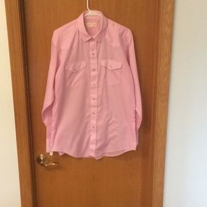 Western Pink Pin Dot Shirt Size L. with Front Yoke